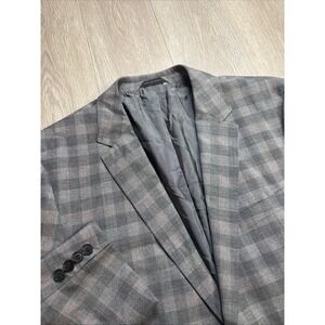 Boss Hugo Boss 42R Sport Coat Blazer Gray Checked Men's Wedding Formal New